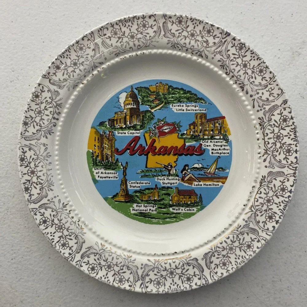 VTG Arkansas Collectors Plate Hot Springs Eureka Lake Hamilton Old Arsenal 7.25
